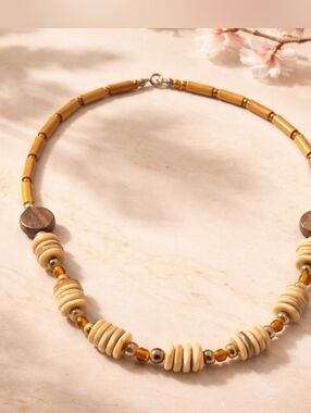Handcrafted Choker Wood Beaded Necklace
